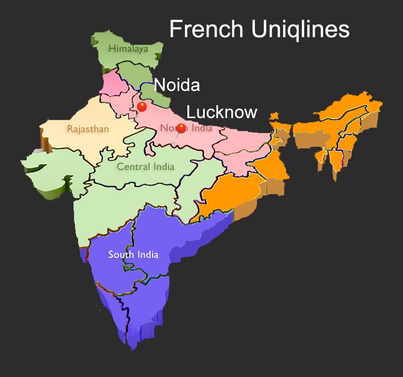 french uniqlines India Map